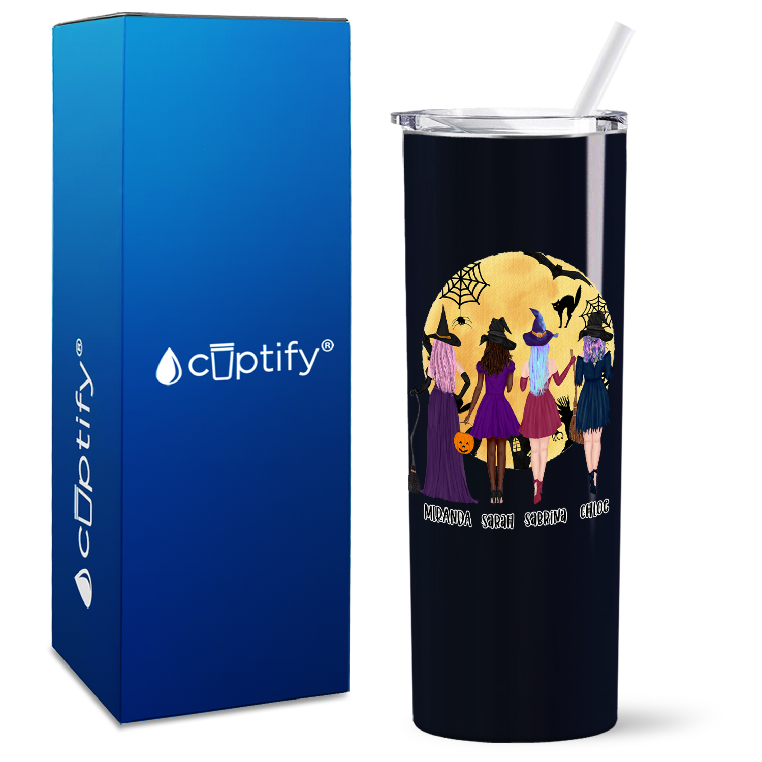 Personalized The Boo Crew on Black 20oz Halloween Skinny Tumbler