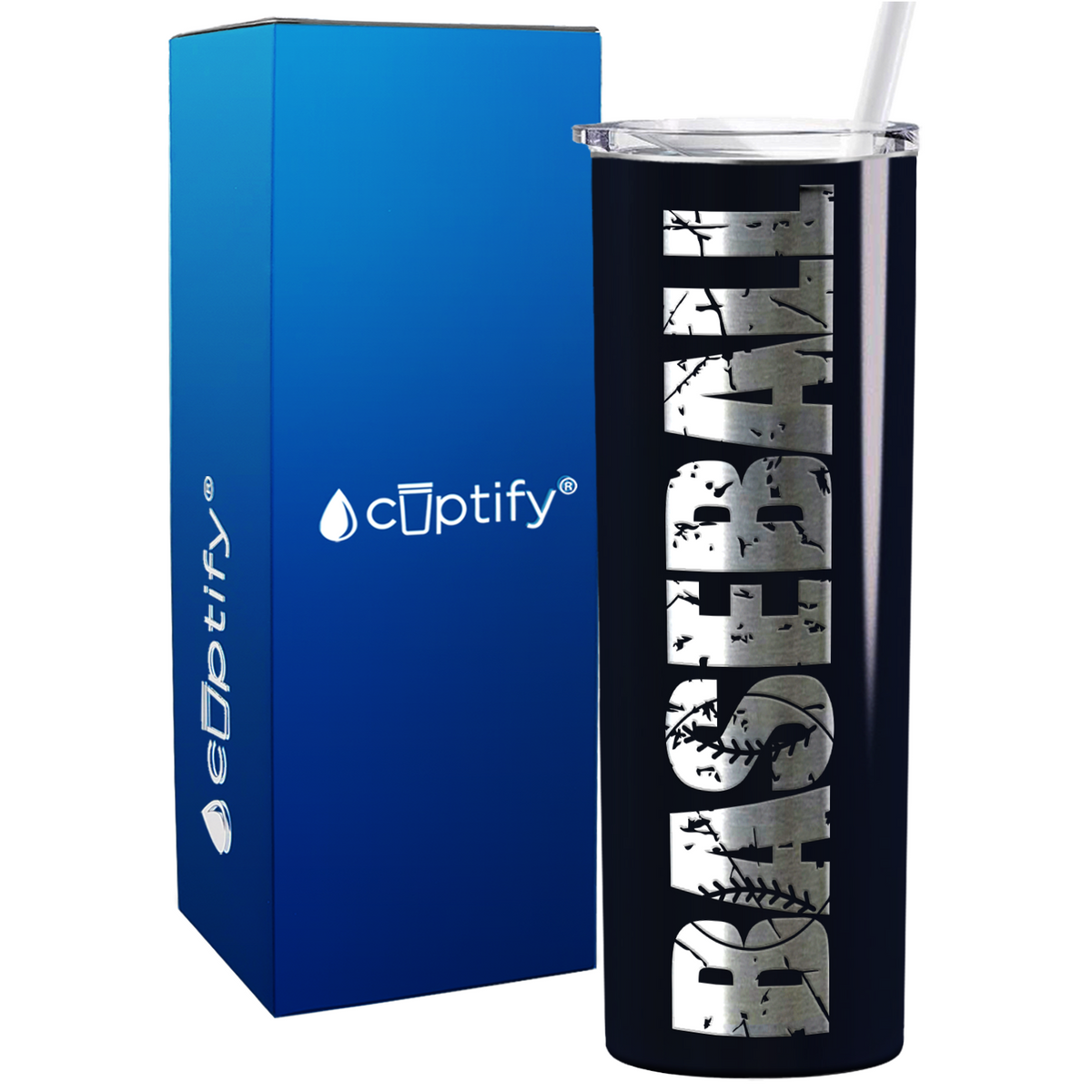Baseball on 20oz Skinny Stainless Steel Tumbler