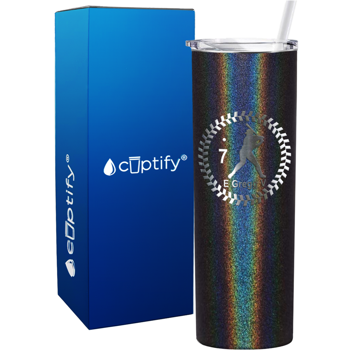 Baseball Player Personalized 20oz Skinny Tumbler