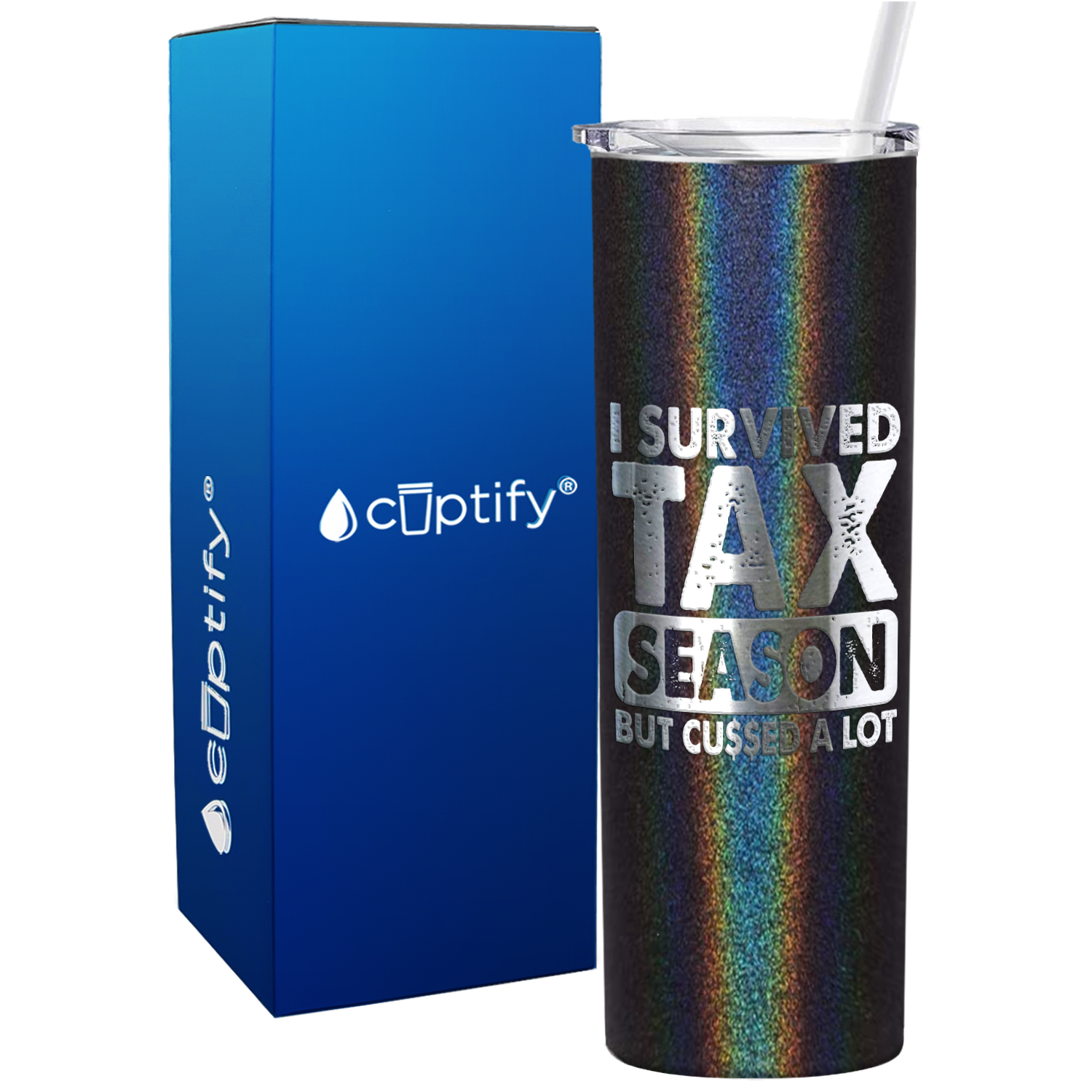 I Survived Tax Season on 20oz Skinny Stainless Steel Tumbler