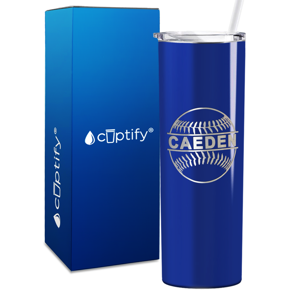 Blue Baseball Personalized Design 20oz Skinny Tumbler
