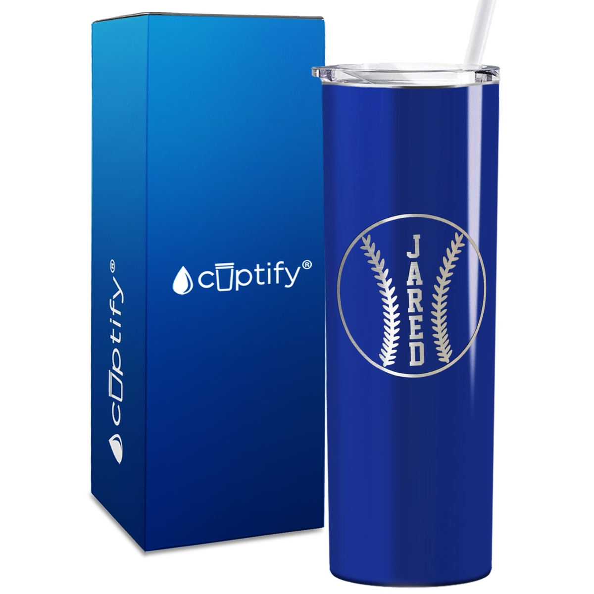 Red Baseball Personalized Design 20oz Skinny Tumbler
