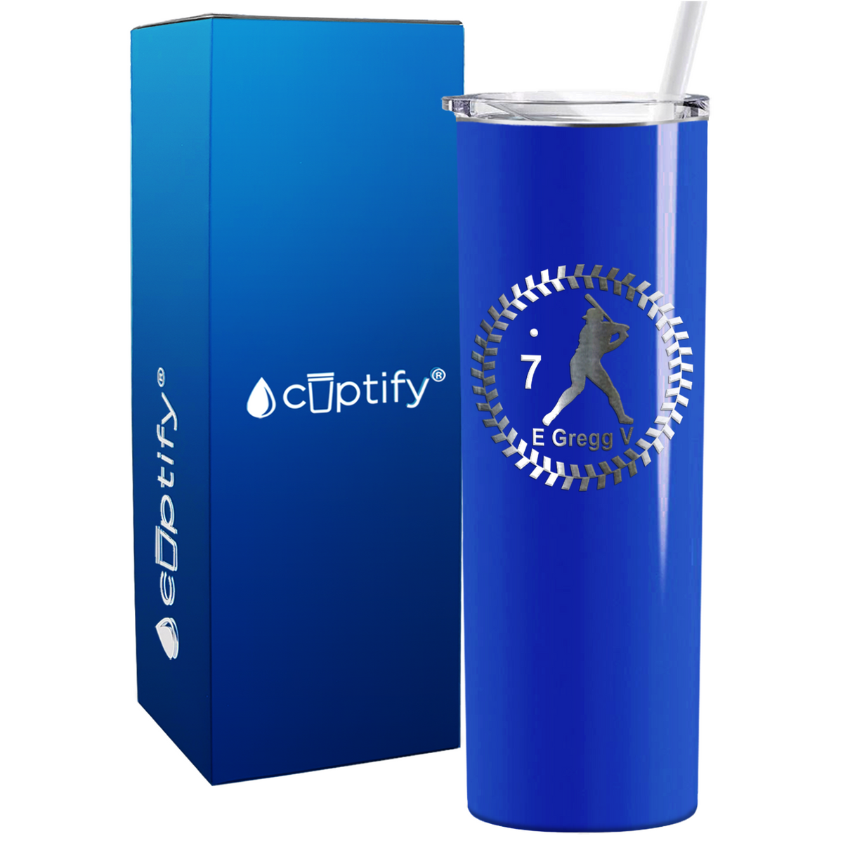 Baseball Player Personalized 20oz Skinny Tumbler