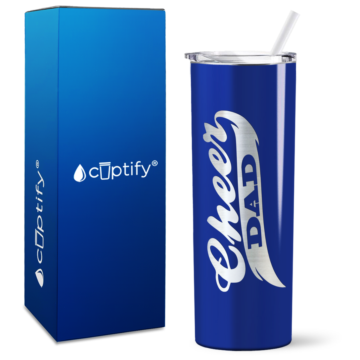 Cheer Dad on 20oz Skinny Tumbler
