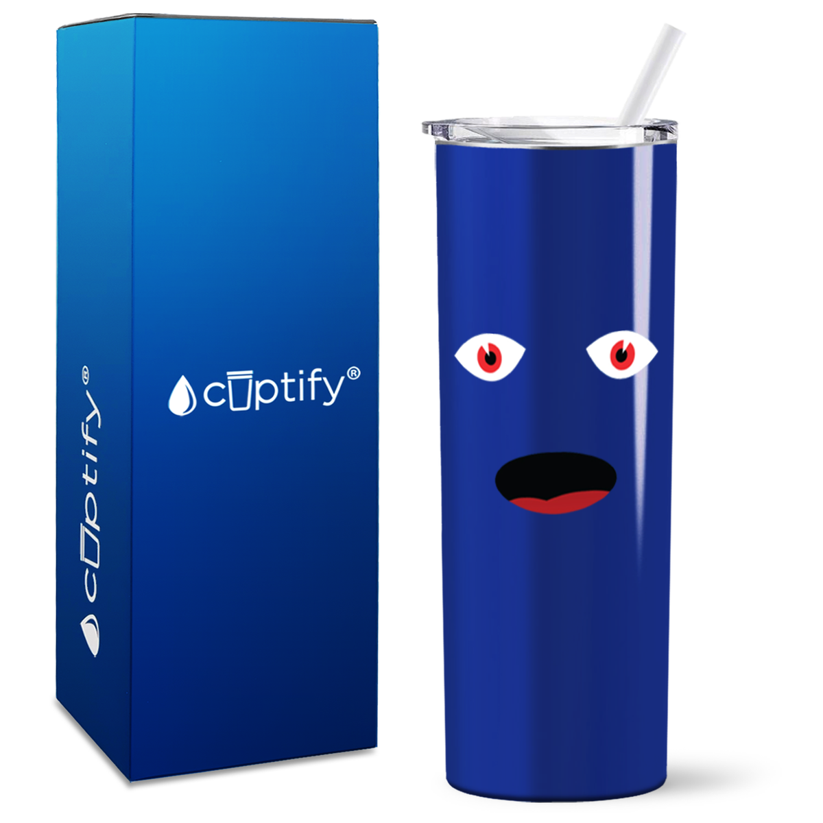 Confused Blue Cutie on 20oz Halloween Skinny Tumbler