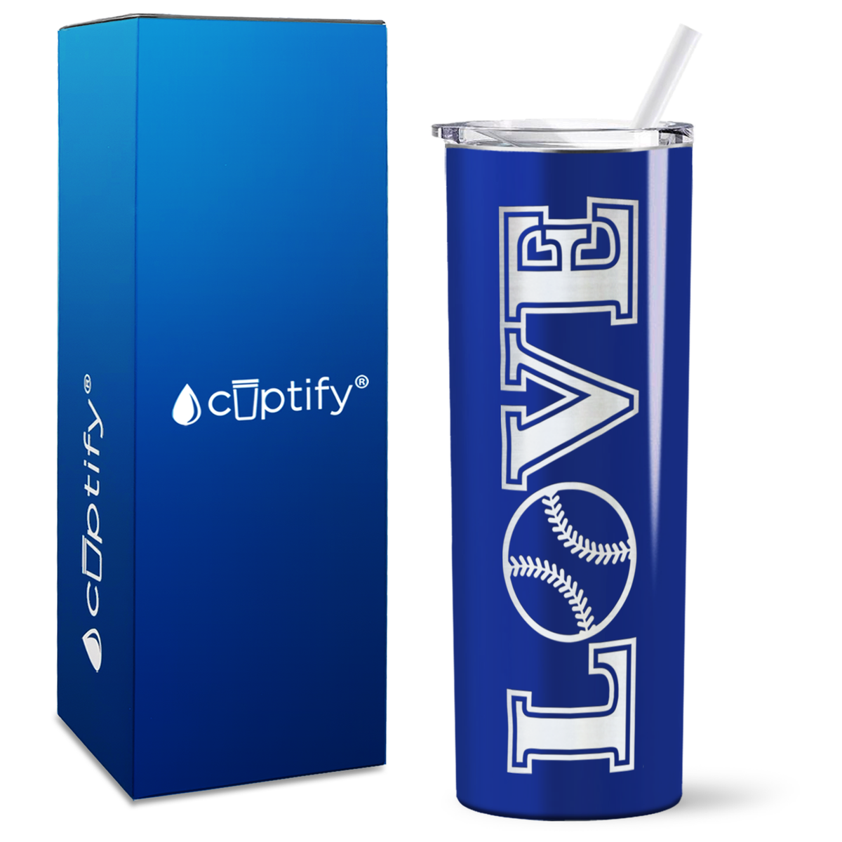 LOVE Softball on 20oz Skinny Tumbler