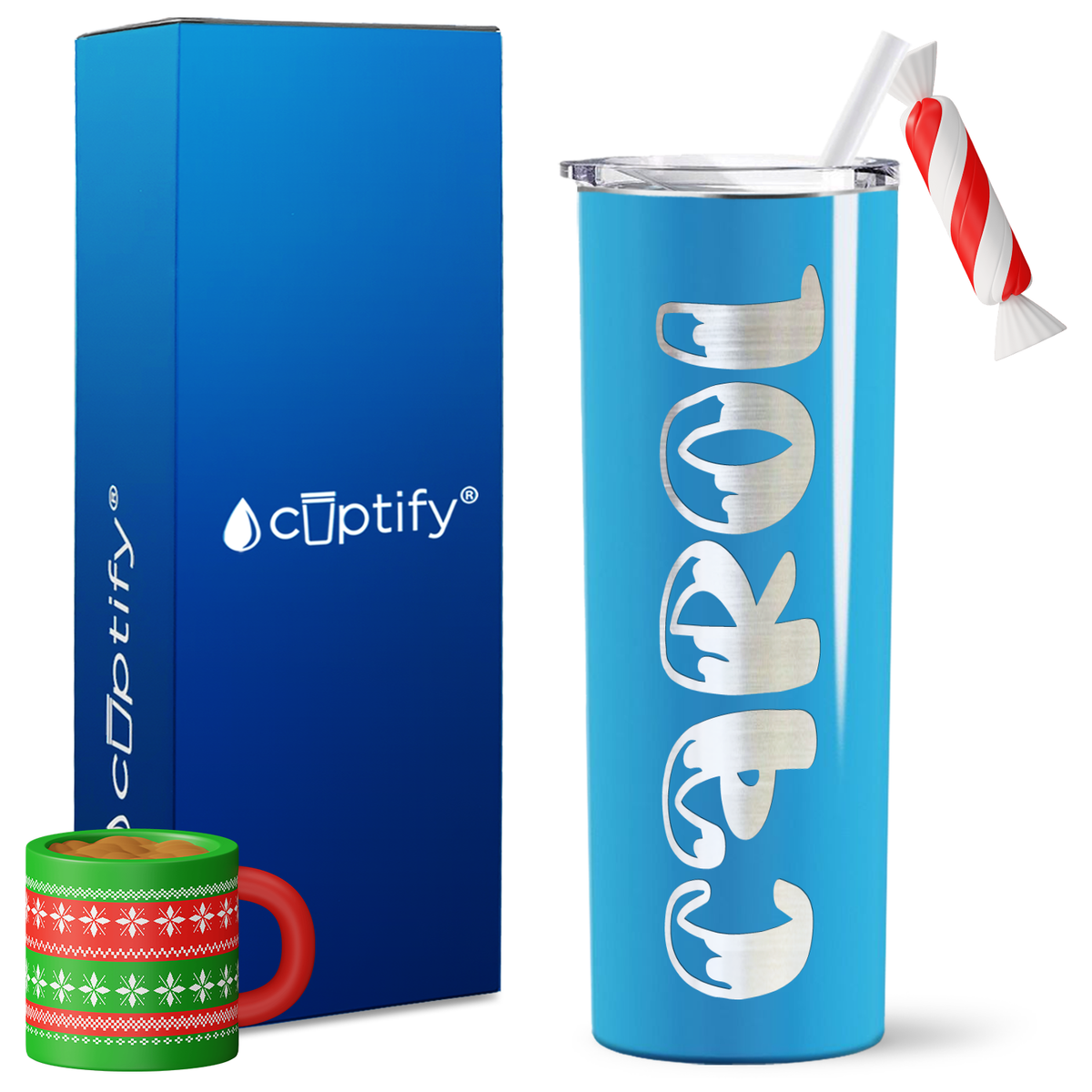 Personalized Frosty Style on 20oz Skinny Christmas Tumbler