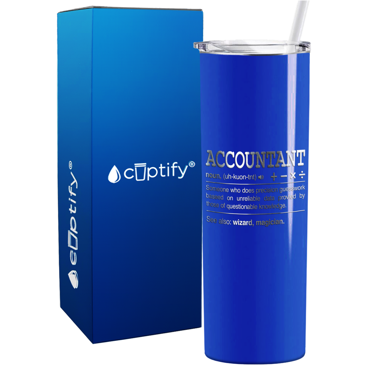 Accountant Noun Definition on 20oz Skinny Stainless Steel Tumbler