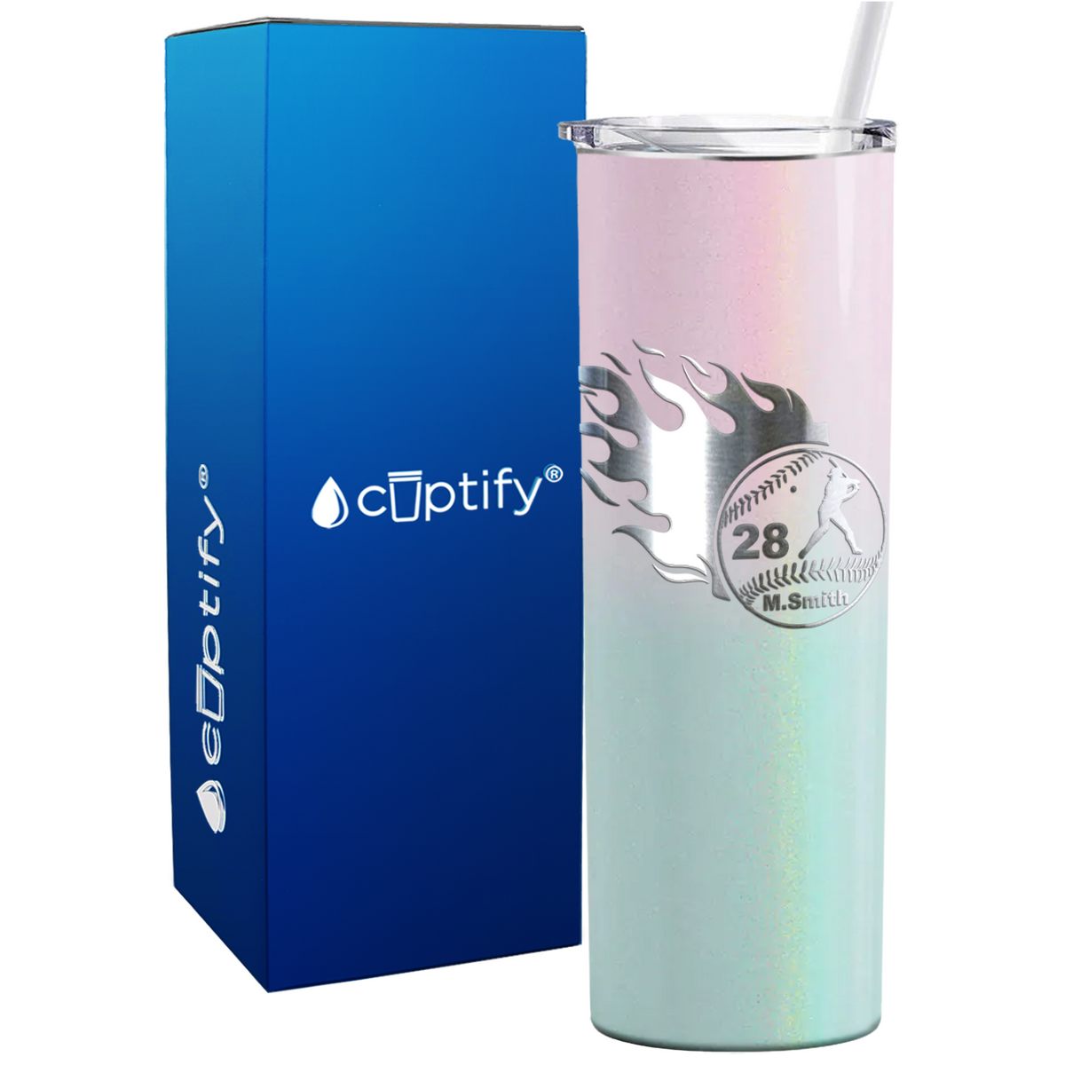 Baseball Personalized 20oz Skinny Tumbler