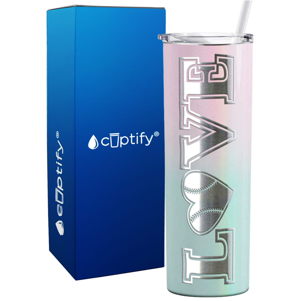 Baseball Heart Love 20oz Skinny Tumbler
