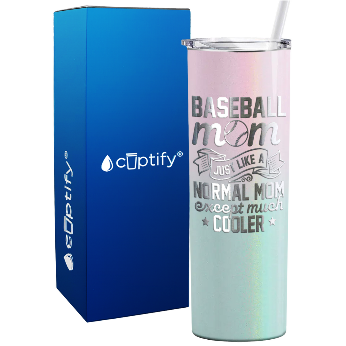 Baseball Mom Just Like a Normal Mom  on 20oz Skinny Stainless Steel Tumbler