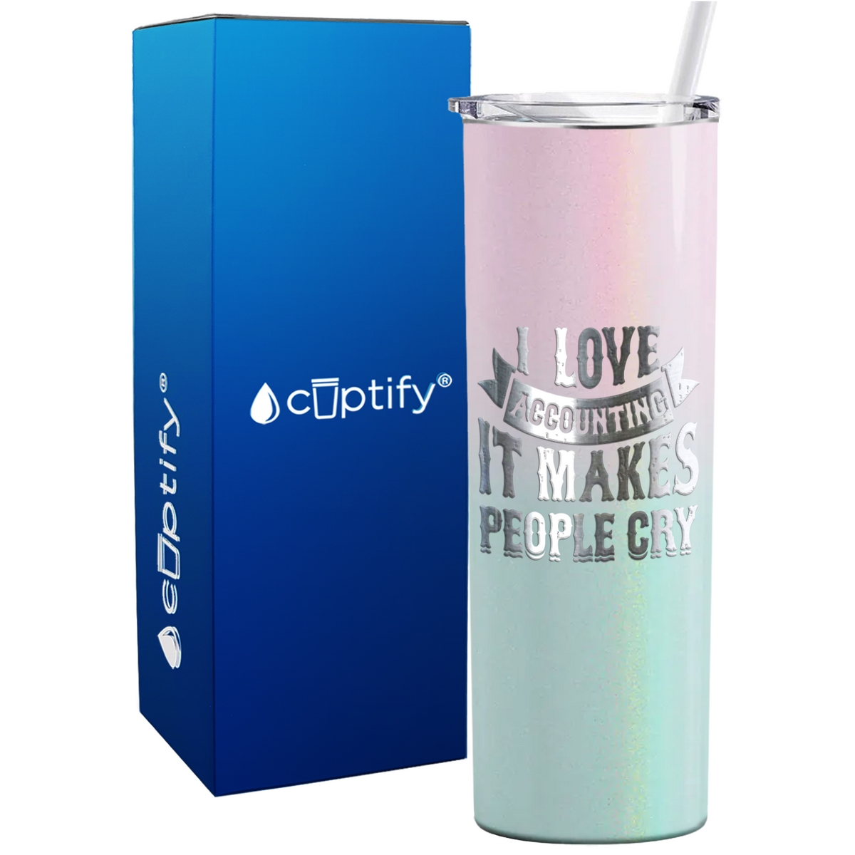 I Love Accounting it makes People Cry on 20oz Skinny Stainless Steel Tumbler