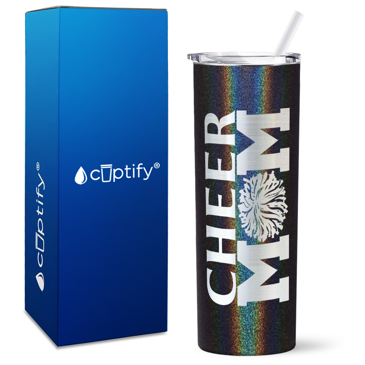 Cheer Mom Pom Pom on 20oz Skinny Tumbler