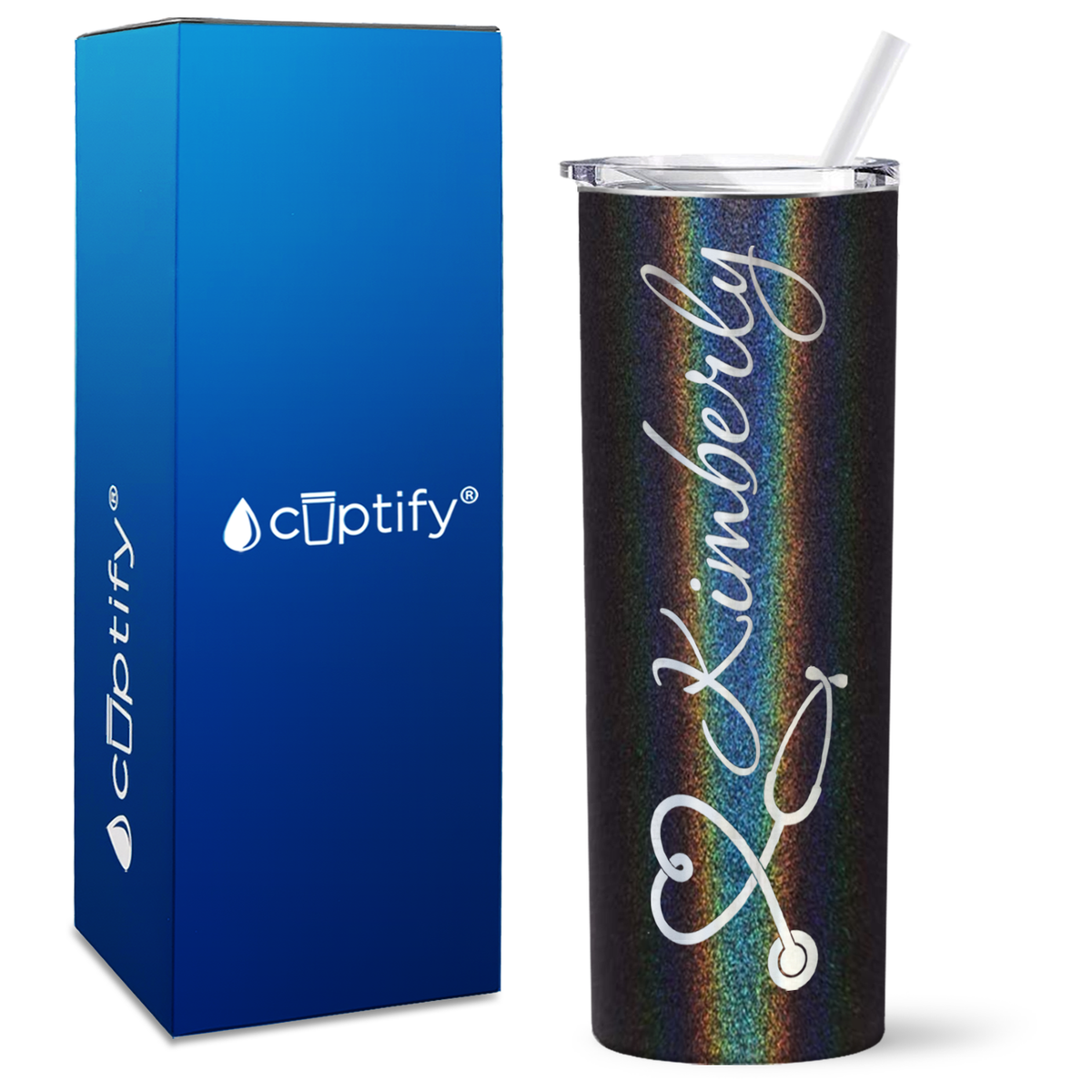 Personalized Nurse Heart Stethoscope on Skinny Tumbler