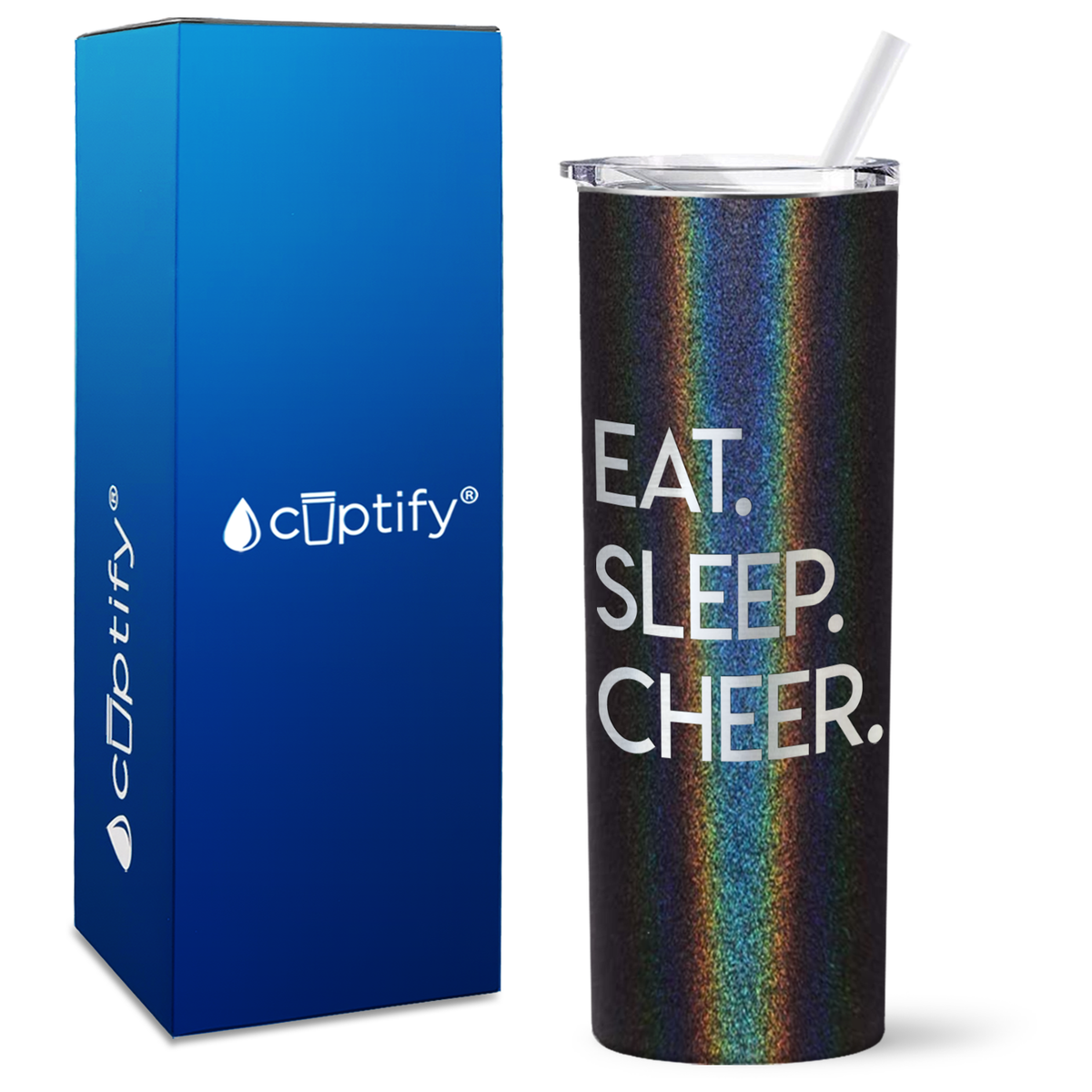 Eat Sleep Cheer on 20oz Skinny Tumbler