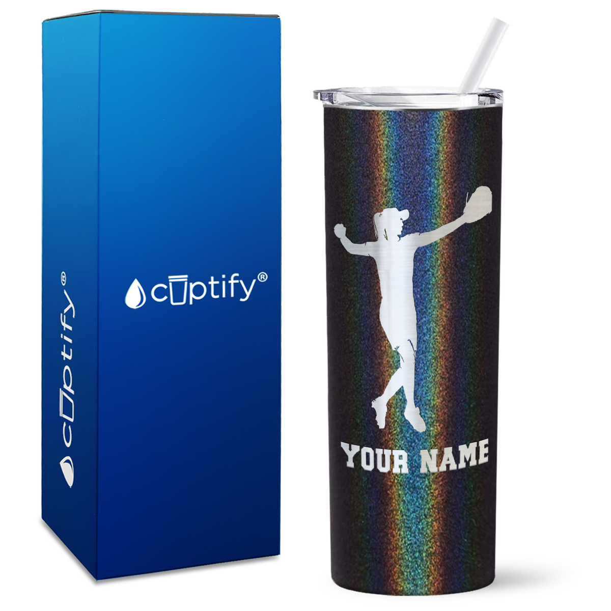 Personalized Softball Player on 20oz Skinny Tumbler