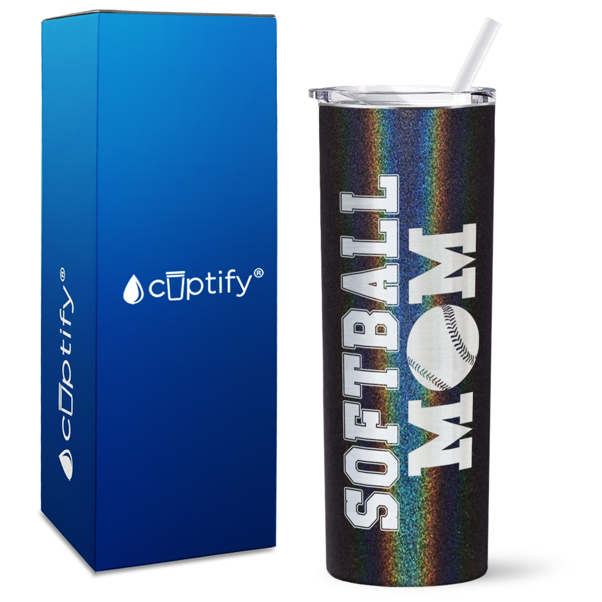 Softball Mom on 20oz Skinny Tumbler