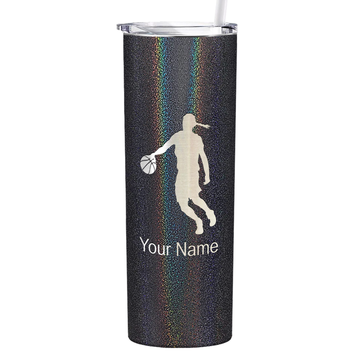 Personalized Basketball Girl Player Silhouette on 20oz Skinny Tumbler