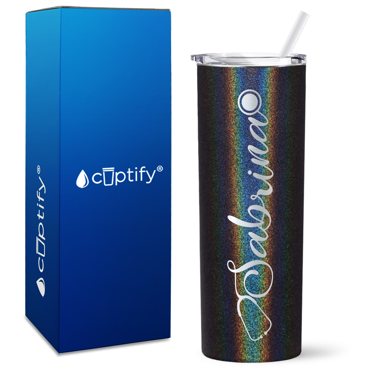 Personalized Curled Nurse Stethoscope on Skinny Tumbler