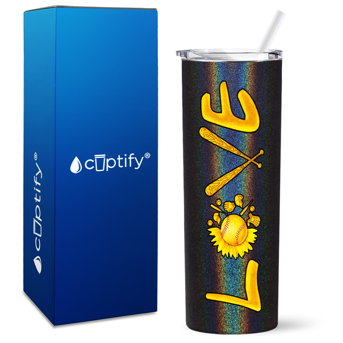 Softball Love on 20oz Skinny Tumbler