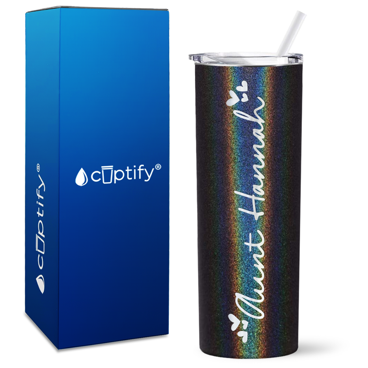 Personalized Aunt Hearts 20oz Skinny Tumbler