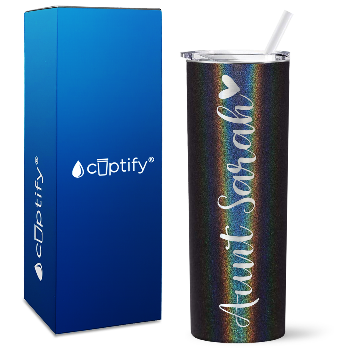 Personalized Aunt with Heart 20oz Skinny Tumbler