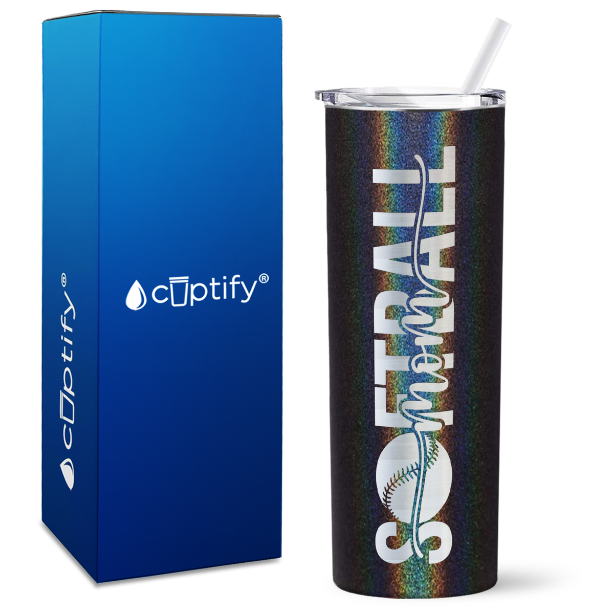 Softball Mom Swish on 20oz Skinny Tumbler