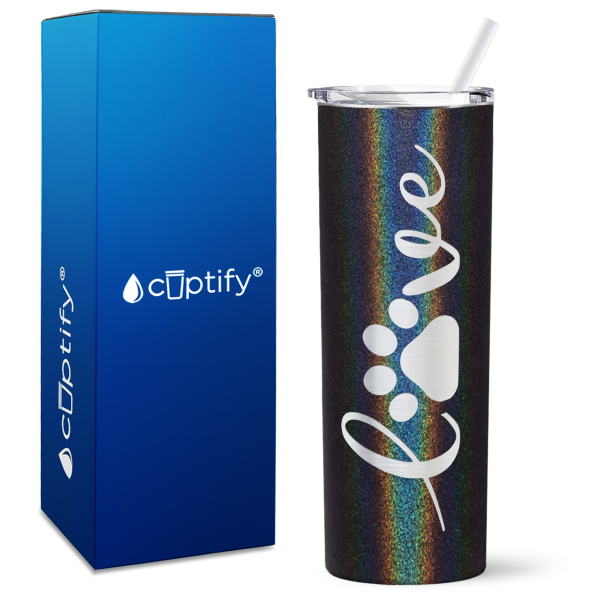 Curly Love Dog Paw on 20oz Skinny Tumbler