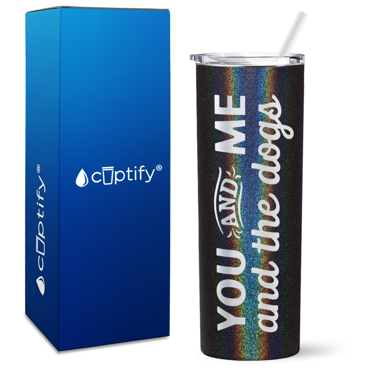 You and Me and the Dogs on 20oz Skinny Tumbler