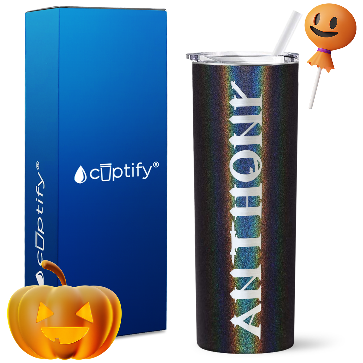 Personalized Creepy Style on 20oz 20oz Skinny - Halloween Tumbler