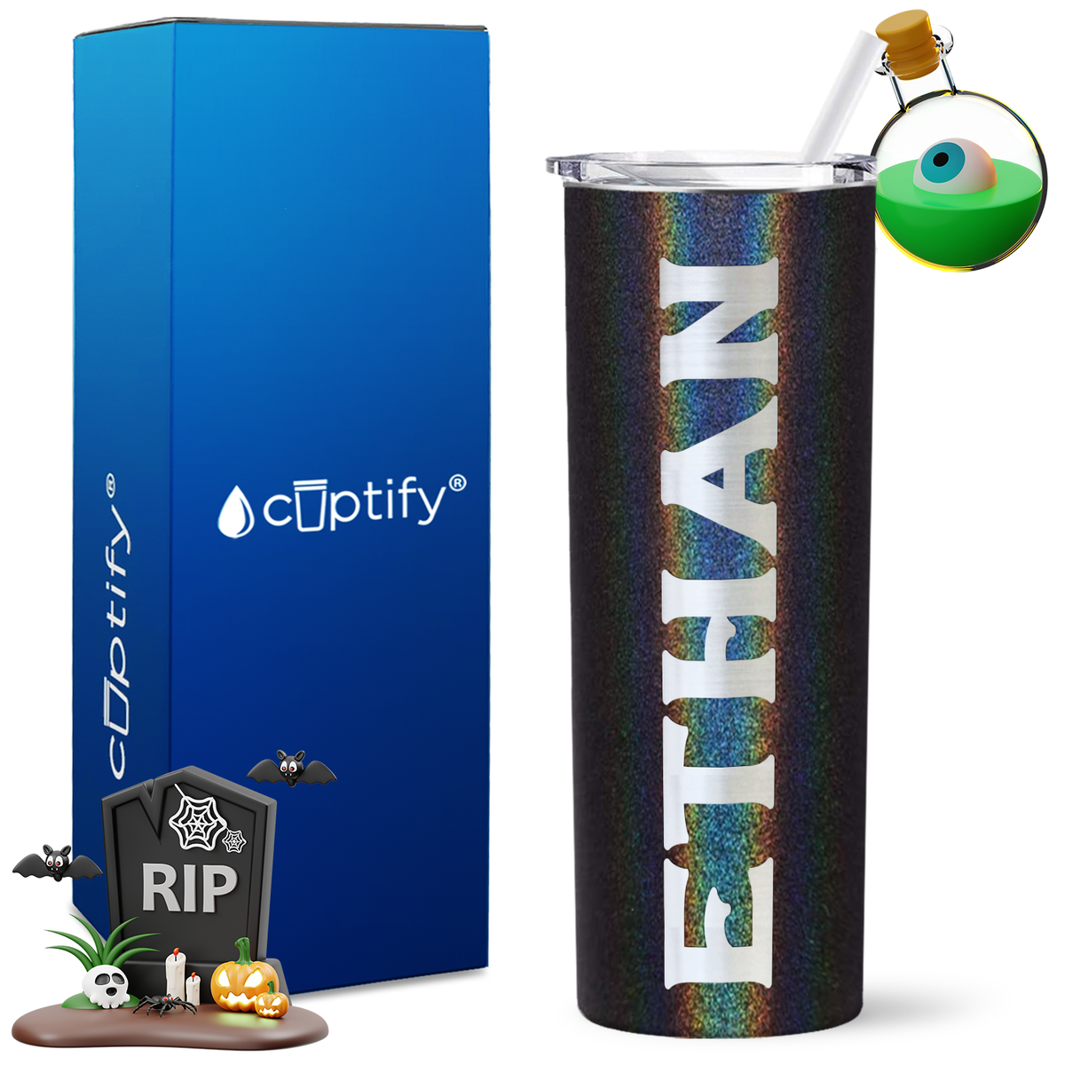 Personalized Grim Style on 20oz 20oz Skinny - Halloween Tumbler