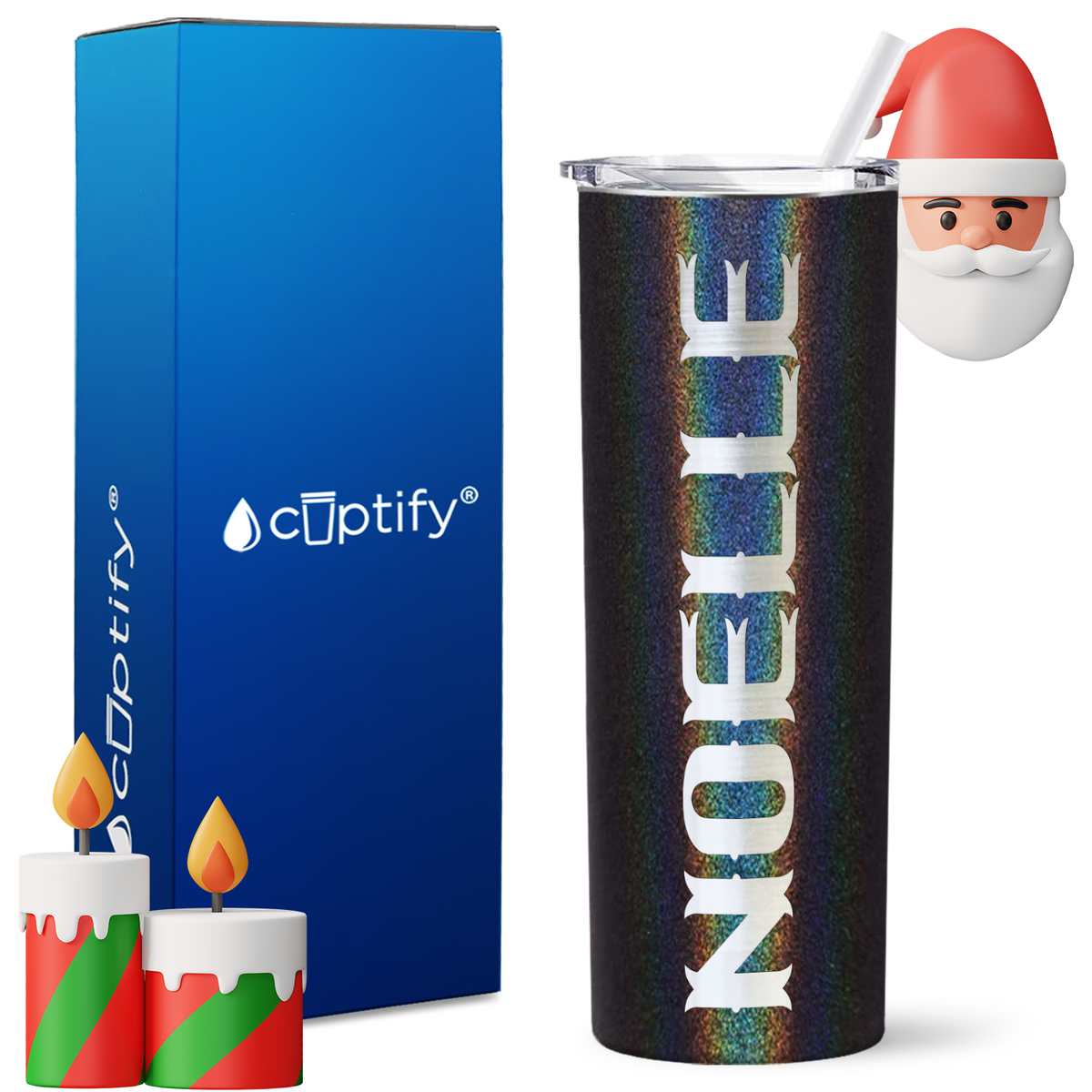 Personalized Claus Style on 20oz Skinny Christmas Tumbler