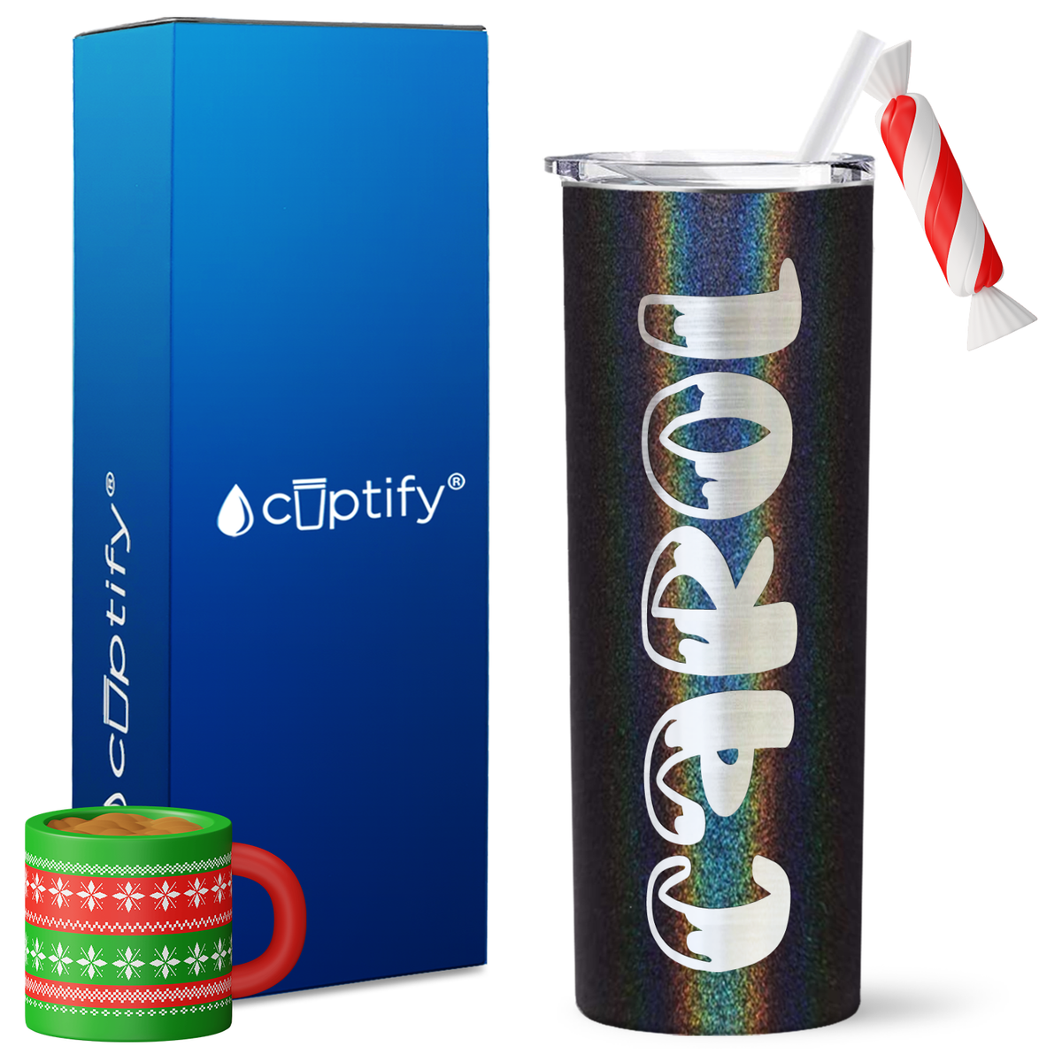 Personalized Frosty Style on 20oz Skinny Christmas Tumbler