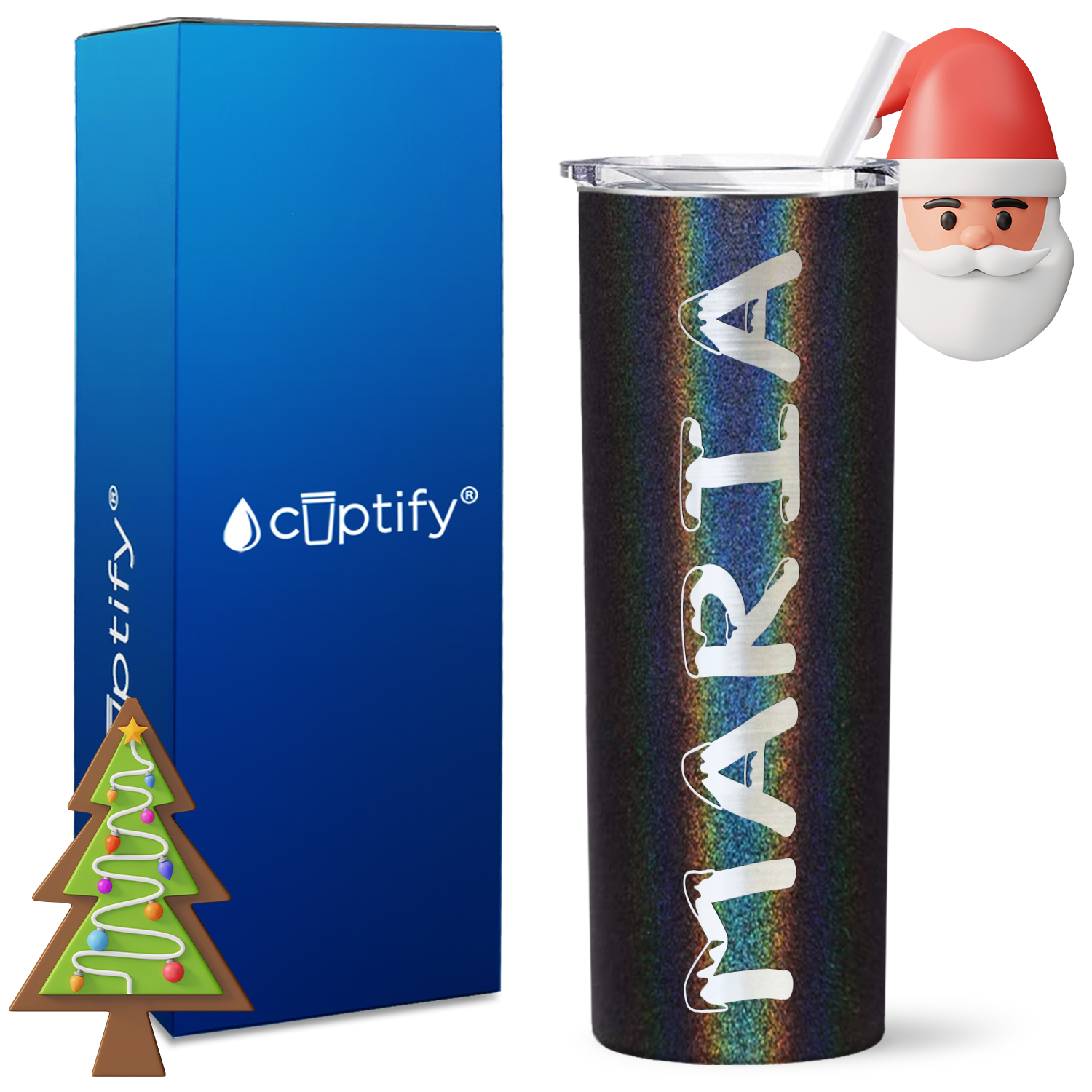 Personalized Snowy Style on 20oz Skinny Christmas Tumbler
