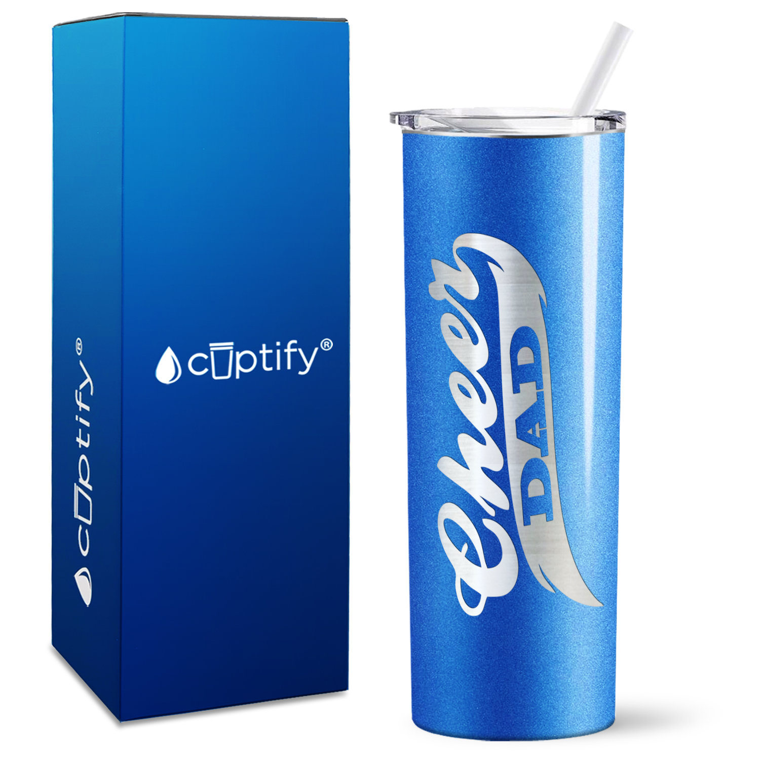 Cheer Dad on 20oz Skinny Tumbler