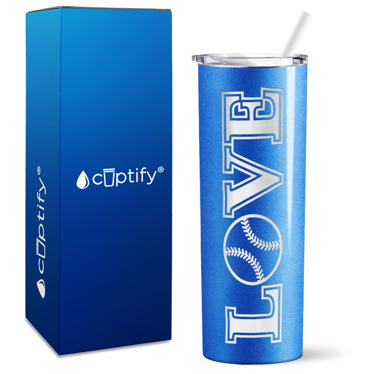 LOVE Softball on 20oz Skinny Tumbler