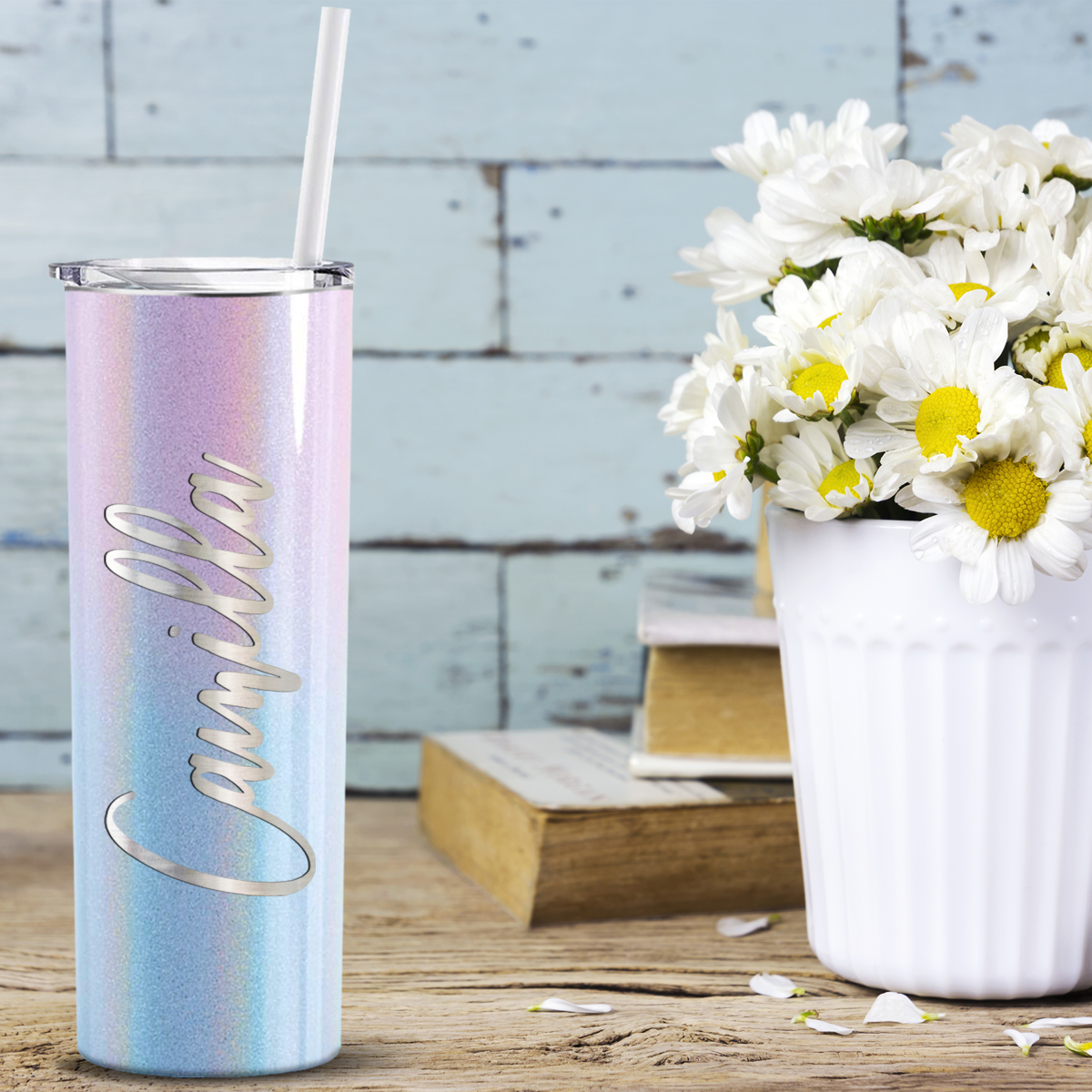Personalized Cotton Candy Ombre Skinny Engraved Tumbler