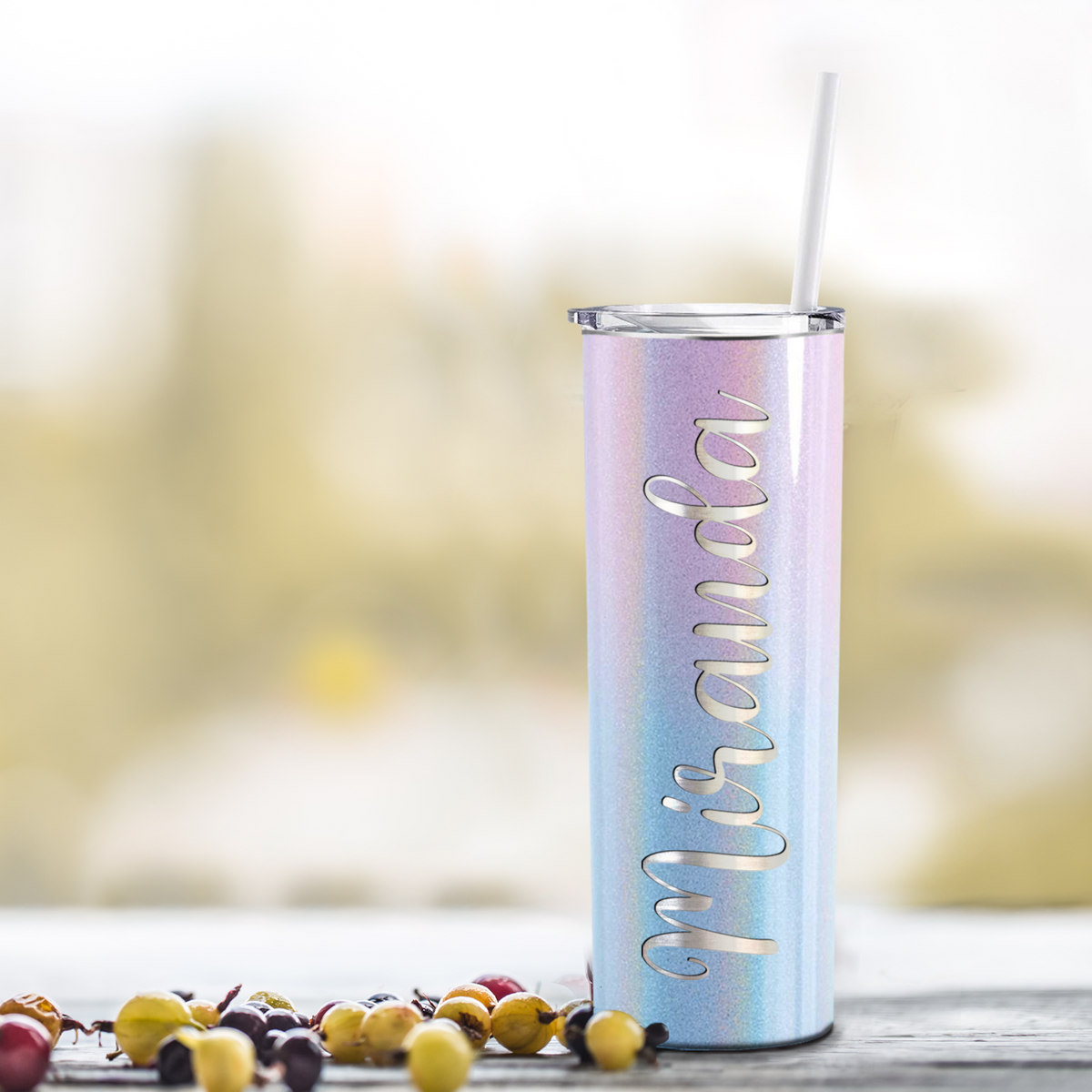 Personalized Cotton Candy Ombre Skinny Engraved Tumbler