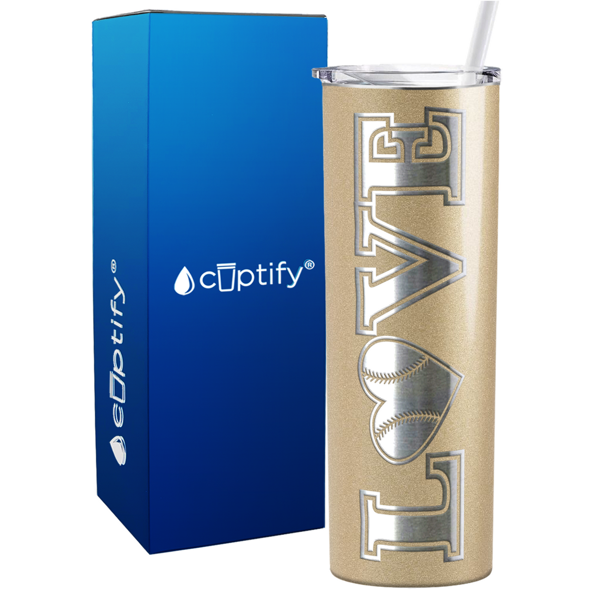 Baseball Heart Love 20oz Skinny Tumbler