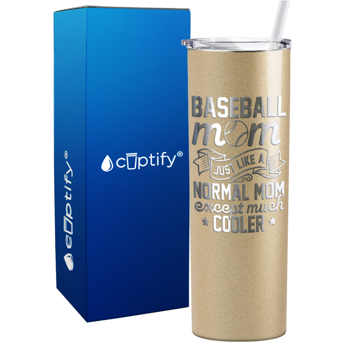 Baseball Mom Just Like a Normal Mom  on 20oz Skinny Stainless Steel Tumbler