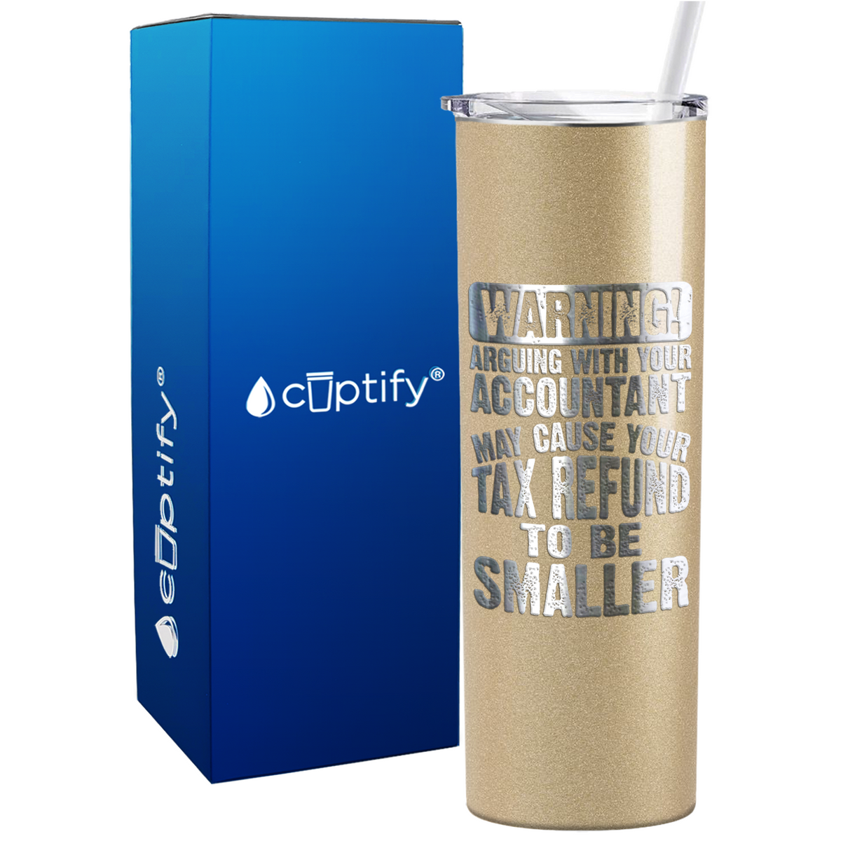Warning Arguing with Your Accountant May Cause on 20oz Skinny Stainless Steel Tumbler