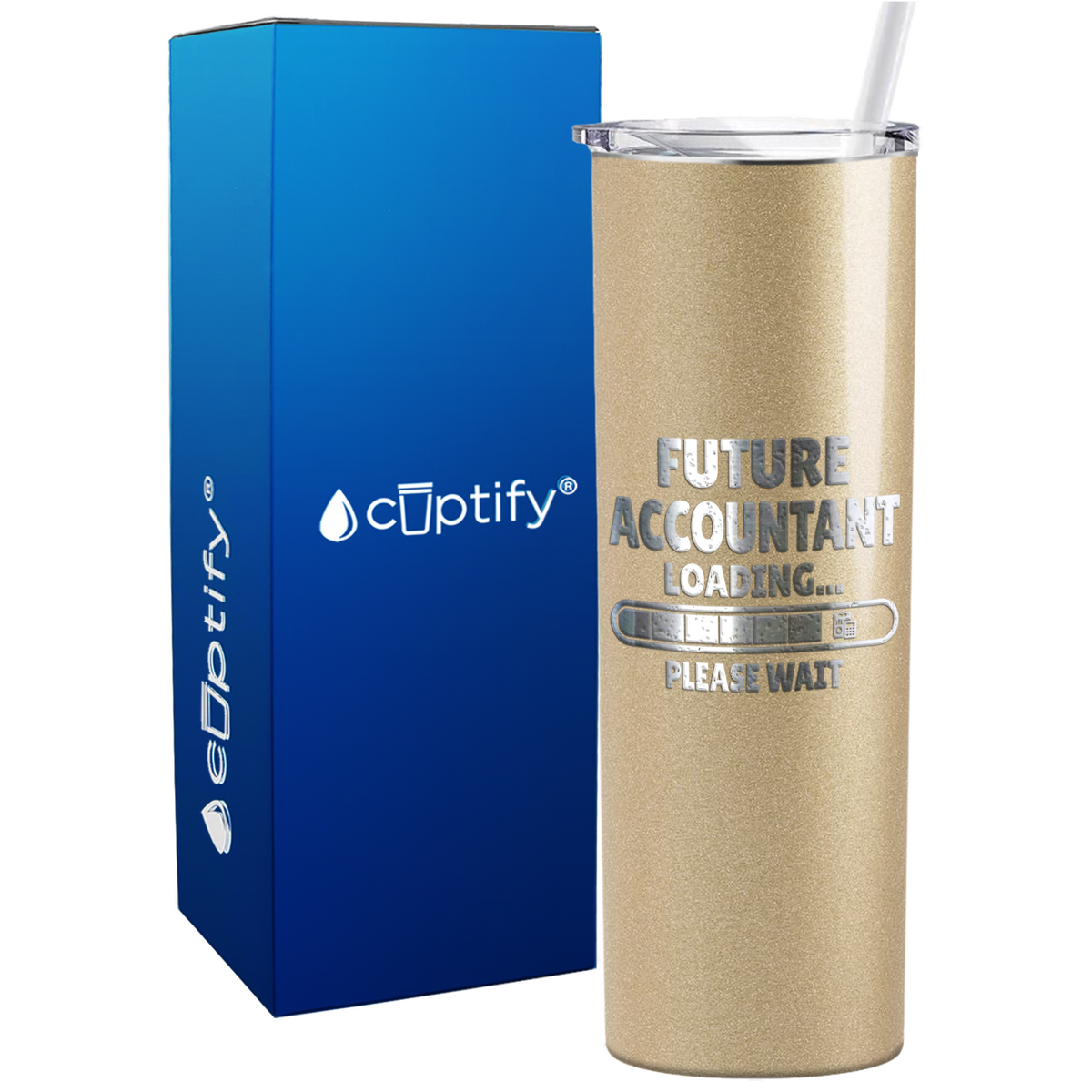 Future Accountant Loading on 20oz Skinny Stainless Steel Tumbler