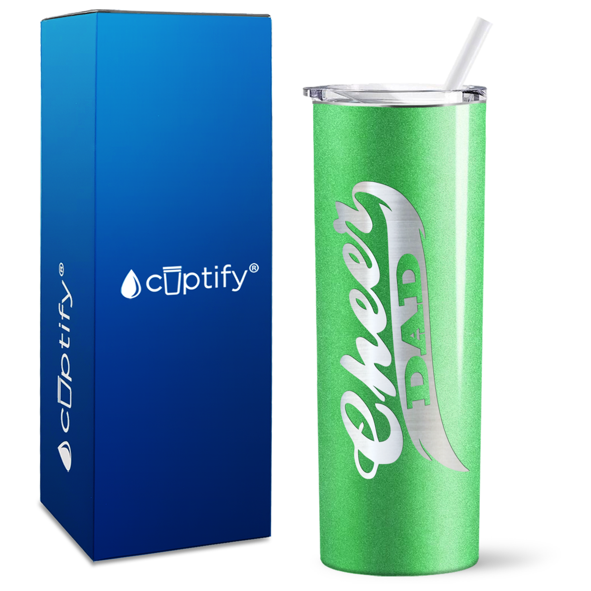 Cheer Dad on 20oz Skinny Tumbler