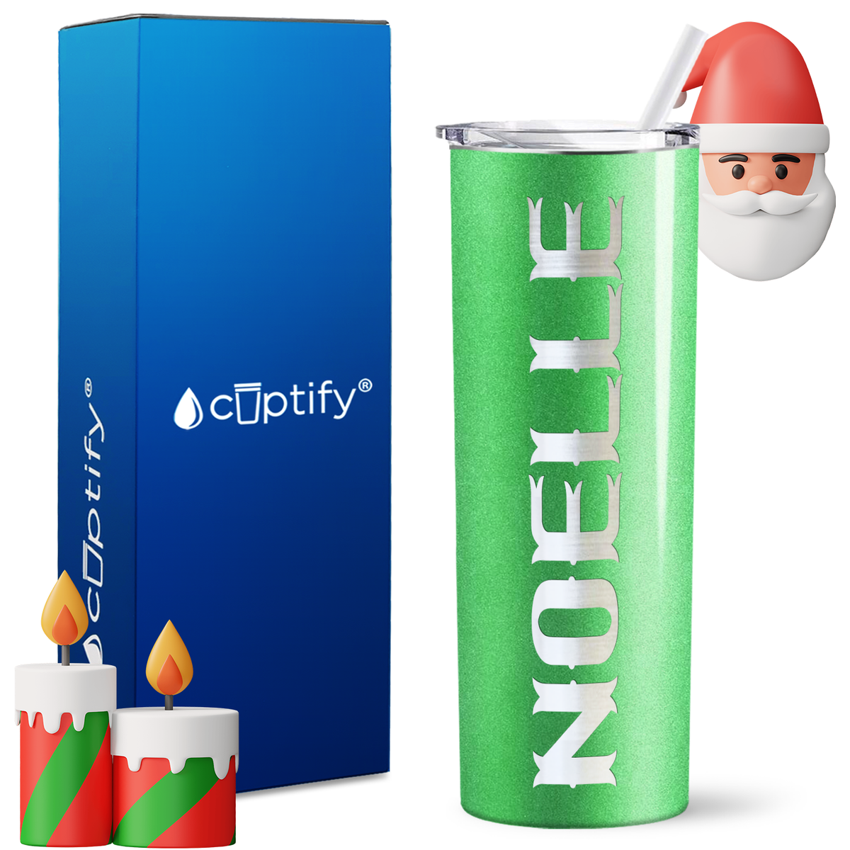Personalized Claus Style on 20oz Skinny Christmas Tumbler