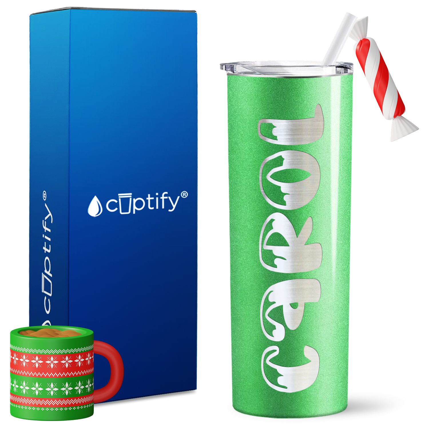 Personalized Frosty Style on 20oz Skinny Christmas Tumbler