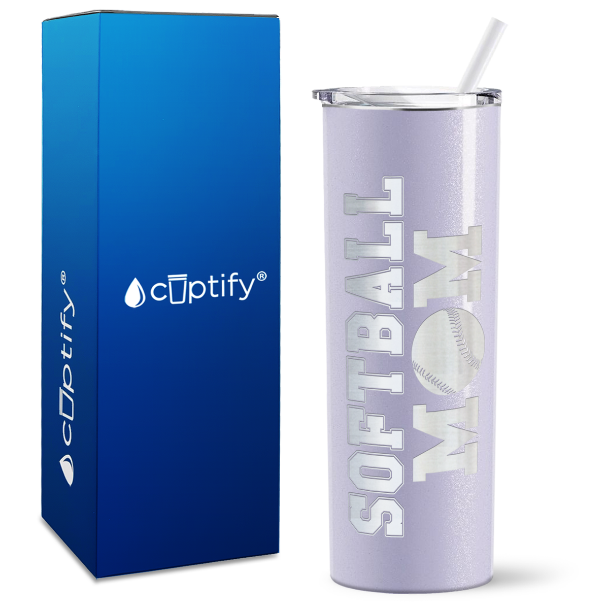 Softball Mom on 20oz Skinny Tumbler