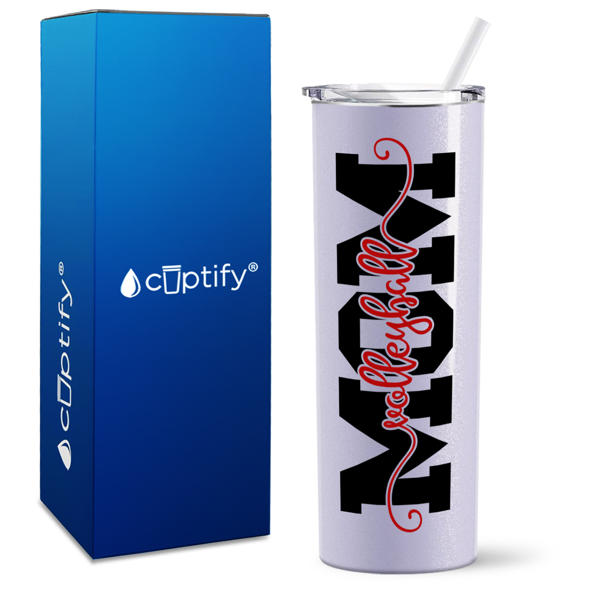 Volleyball Mom Swish on 20oz Skinny Tumbler