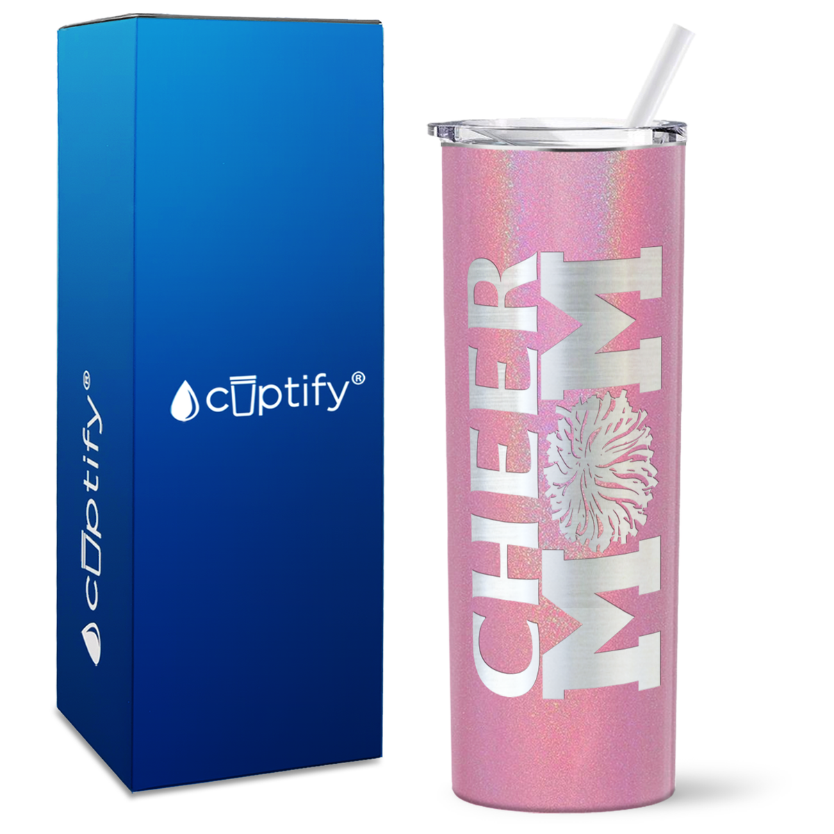 Cheer Mom Pom Pom on 20oz Skinny Tumbler