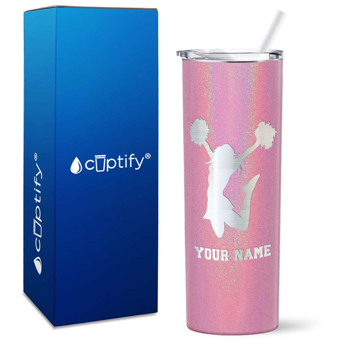Personalized Cheerleader on 20oz Skinny Tumbler