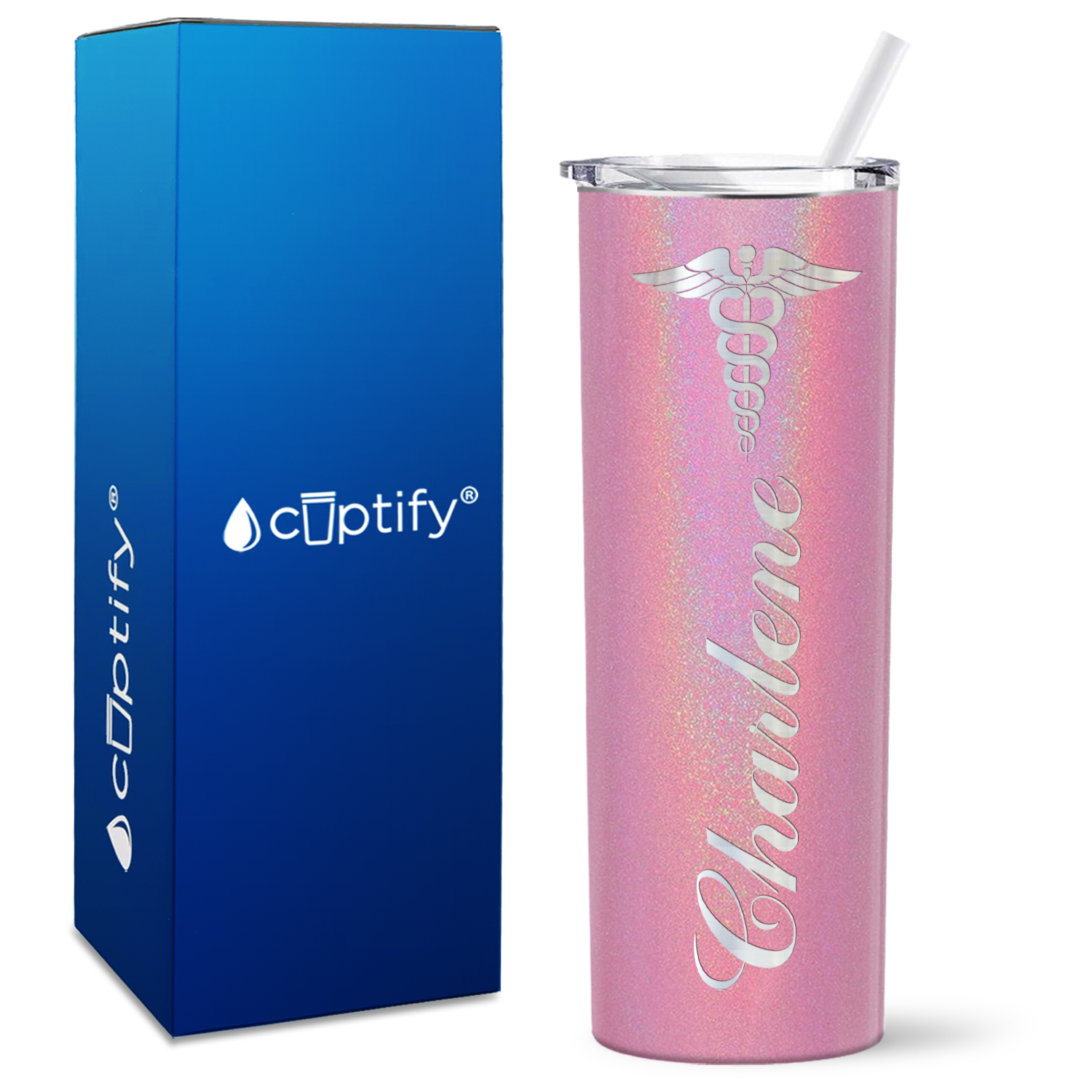Personalized Caduceus Nurse on 20oz Skinny Tumbler